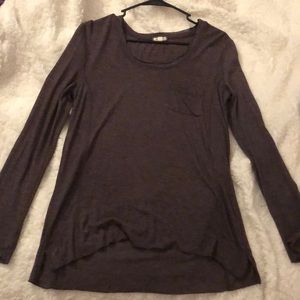 grayish brown long sleeve shirt with pocket